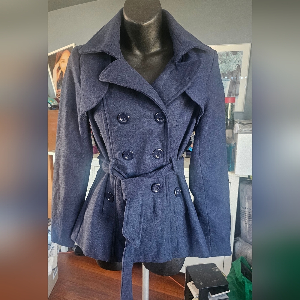 Ambiance Navy Double-Breasted Peacoat